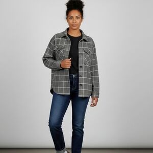 Tilley Grey Check Wool Blend Women's Utility Jacket Shacket, Size XS, NWT